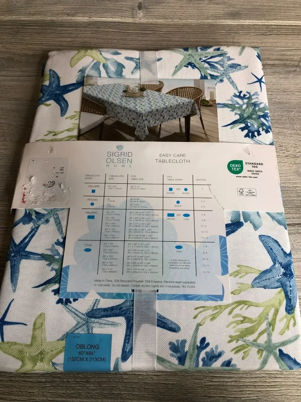 NEW Sigrid Olsen Indoor Outdoor Tablecloth 60